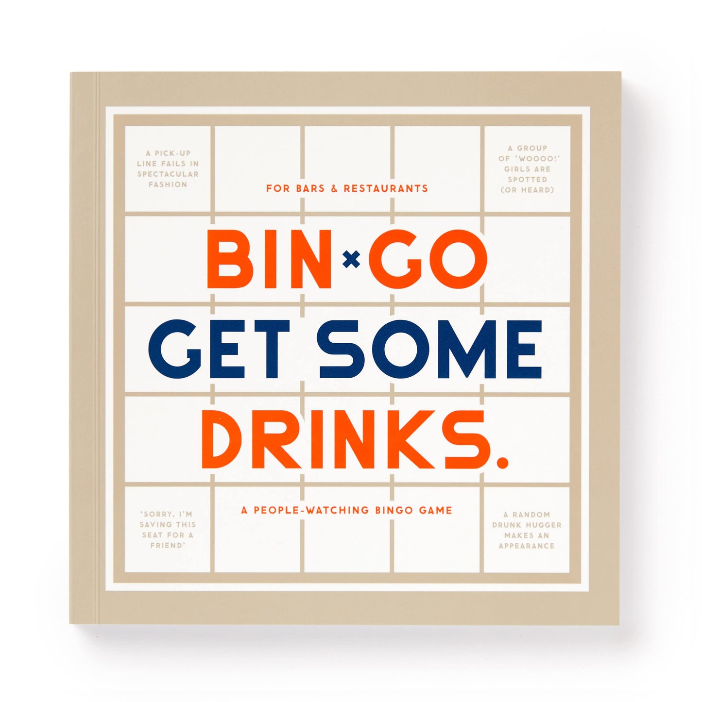 Brass Monkey Bin-go Get A Few Drinks – Game Book with Perforated People-Watching Bingo Cards for Bars and Restaurants
