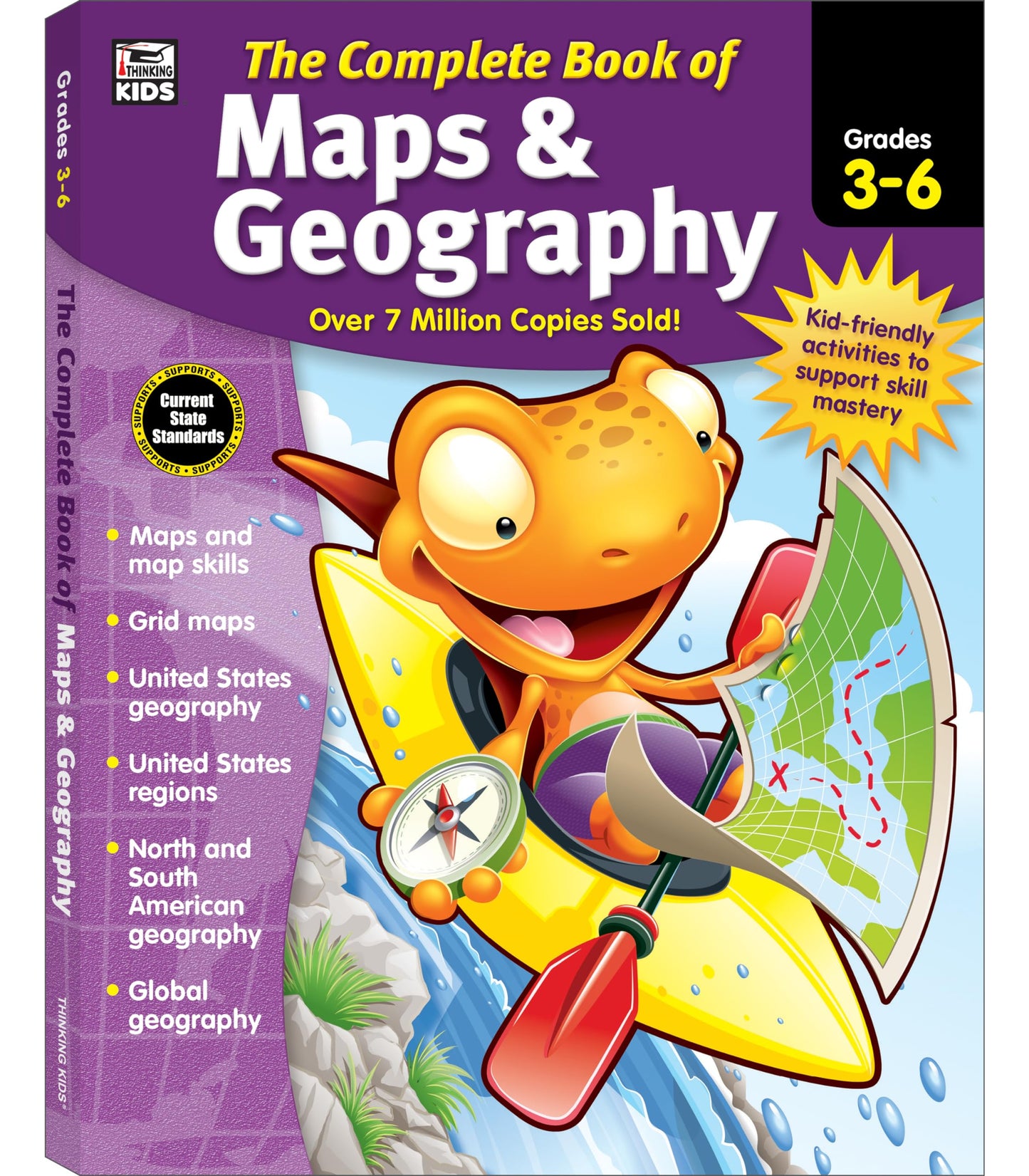 Complete Book of Maps and Geography Workbook, Global Geography for Kids Grades 3-6, United States Geography and Regions, Map Skills, Time Zones, Oceans - 589