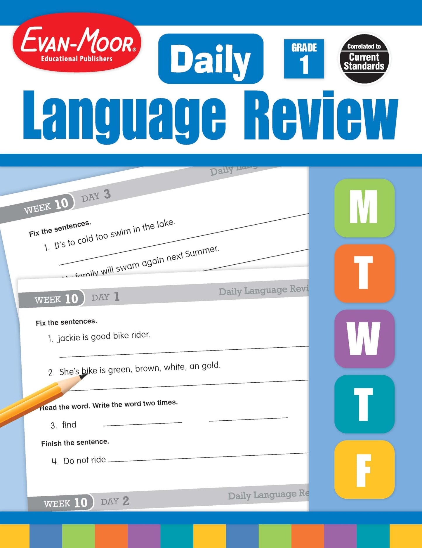Evan-Moor Daily Language Review, Grade 1 Activities Homeschooling & Classroom Resource Workbook, Reproducible Worksheets, Teacher Edition, Daily Practice, Skills Assessment, Grammar, Punctuation