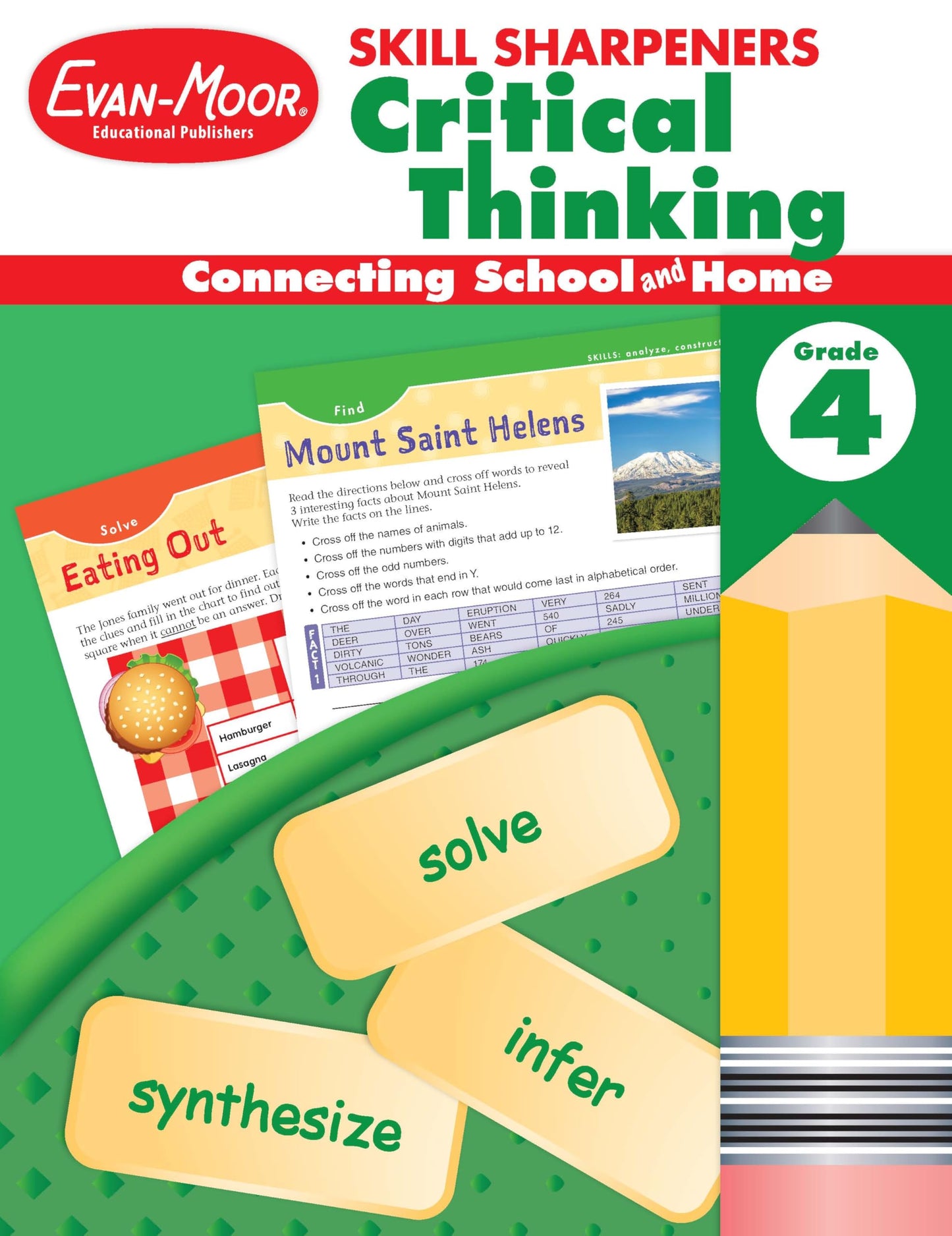 Evan-Moor Skill Sharpeners Critical Thinking, Grade 4 Workbook, Problem Solving Skills, Fun Activities, Higher-Order, Open-Ended Questions and Challenges, Science, Math, Social Studies, Language Arts - 4769