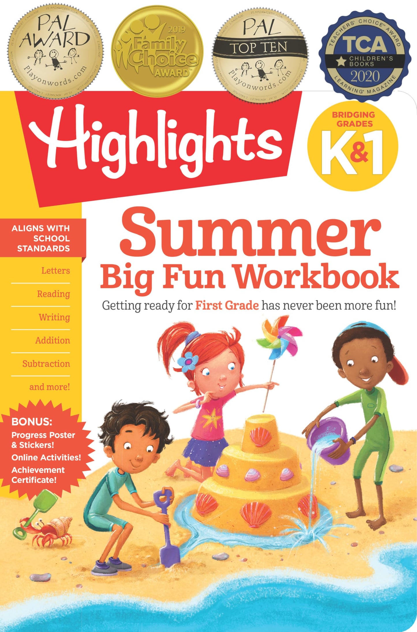 Summer Big Fun Workbook Bridging Grades K & 1: First Grade Prep Workbook, Kindergarten to 1st Grade Summer Learning with Letters, Reading, Writing, Math and More (Highlights Summer Learning)
