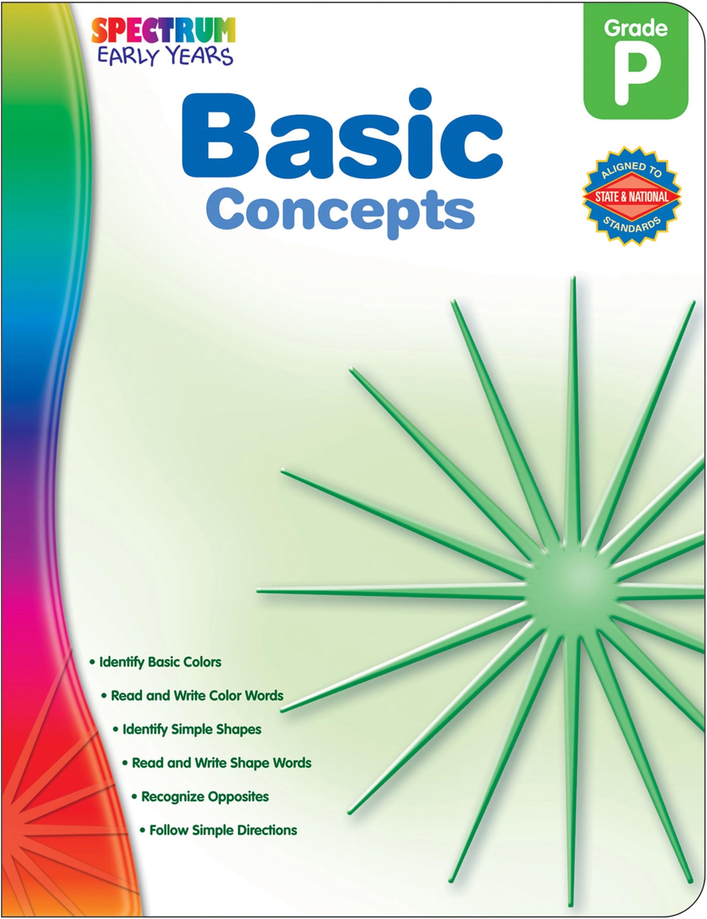 Spectrum Basic Concepts Preschool Workbook, Pre K Activity Book Age 4-5 Covering Colors and Shapes, Writing Practice, and More, PreK Classroom or Homeschool Curriculum, Early Years Series