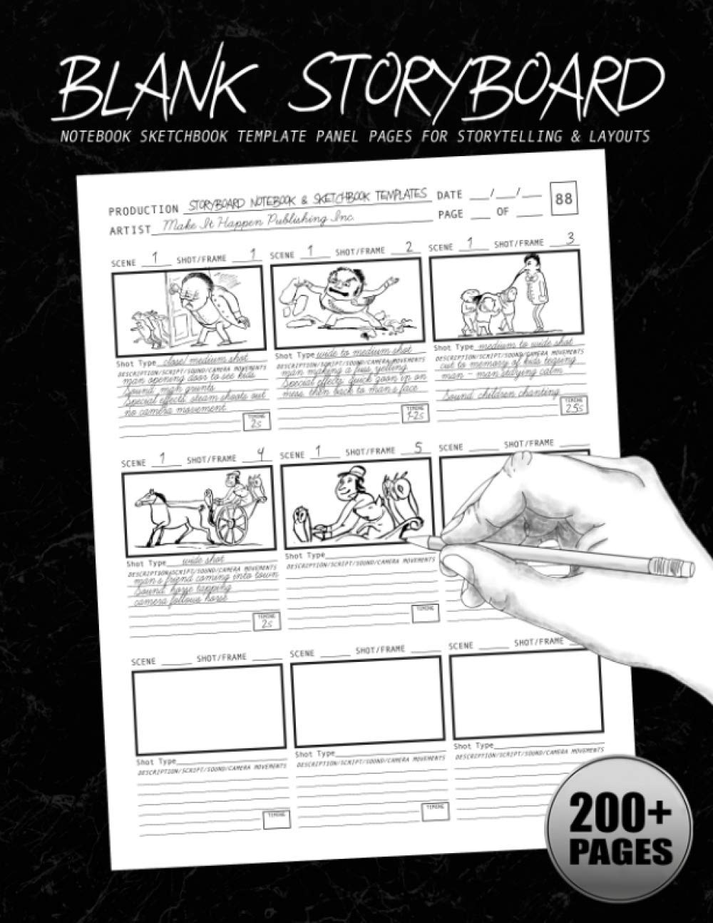 Blank Storyboard: Notebook Sketchbook Template Panel Pages for Storytelling & Layouts: 200+ Pages with 9x9 Story Board Frames on 8.5"x11" Book (Professional Storyboard Notebooks) - 8998