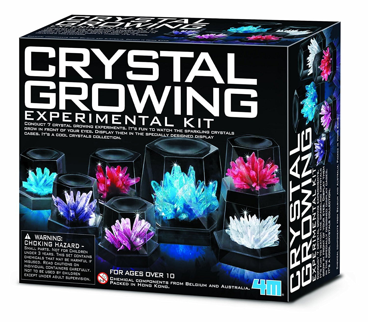 4M 7 Crystal Growing Science Experimental Kit with Display Cases - Easy DIY STEM Toy Lab Experiment Specimens, Educational Gift for Kids, Teens, Boys & Girls - 8995