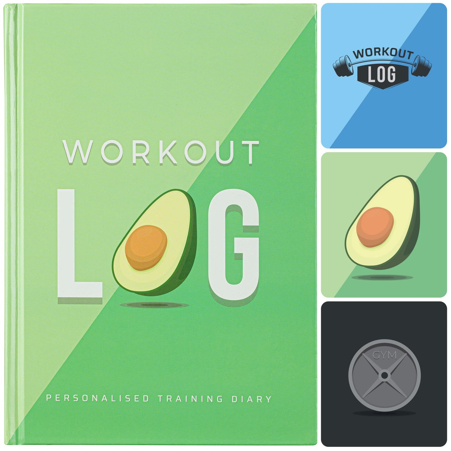 Workout Planner for Daily Fitness Tracking & Goals Setting - A5 Size, 6” x 8”, Avo Green - Men & Women Home & Gym Training Diary w/Hardcover - Log Book Journal - by Workout Log Gym
