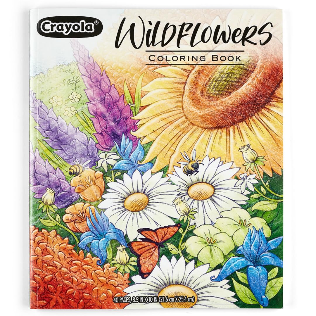 Crayola Wildflower Coloring Book (40 Pages), Premium Adult Coloring Pages, for Stress Relief and Relaxation, Gift for Adults - 3237