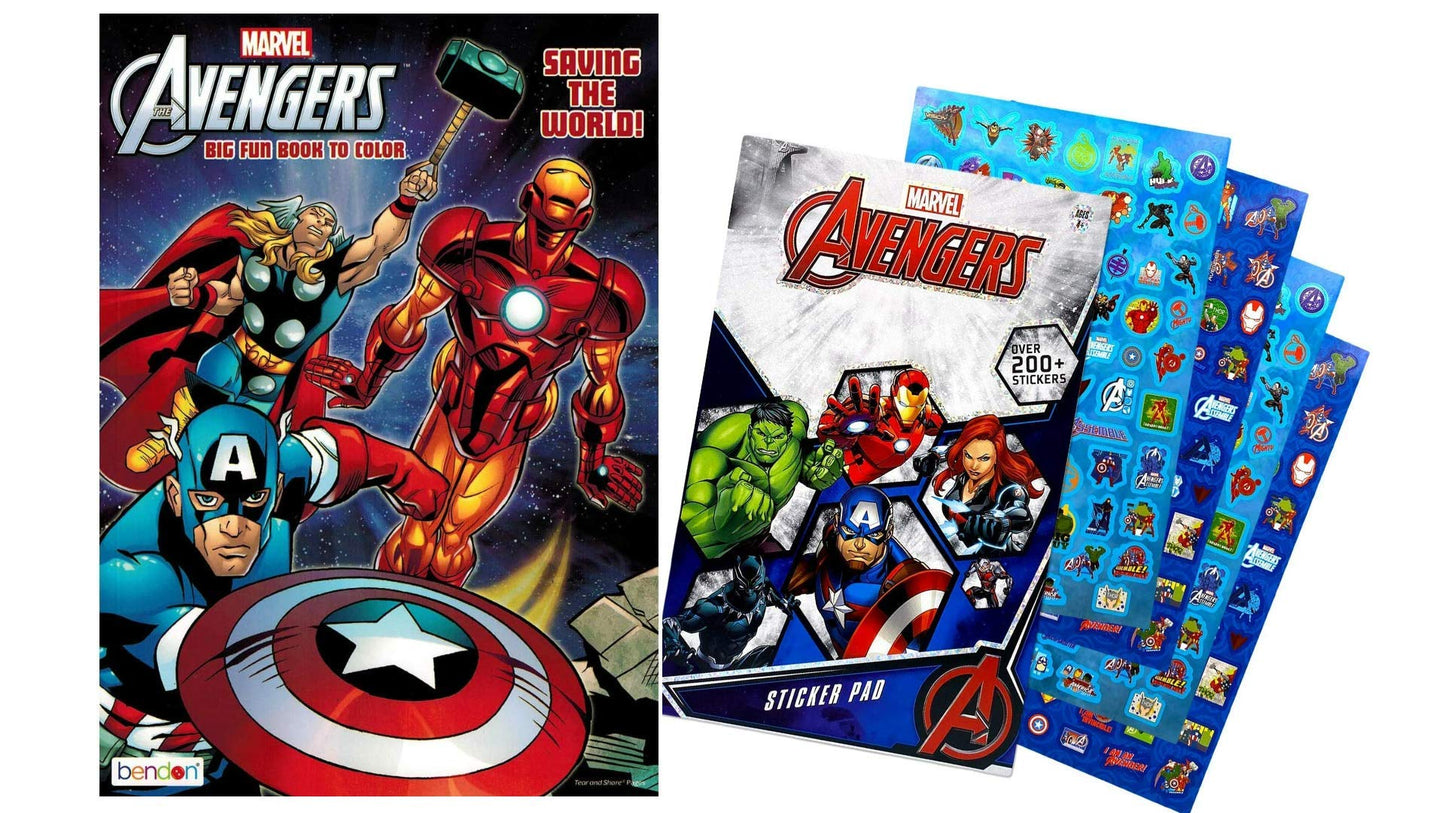 2325687 Avengers 80 Page Coloring Book Marvel Avengers Hero Sticker Book Over 200+ - Perfect for Gifts, Party Favor, Goodies, Reward, Scrapbooking, Children Craft, School for Kids Girls, Boys
