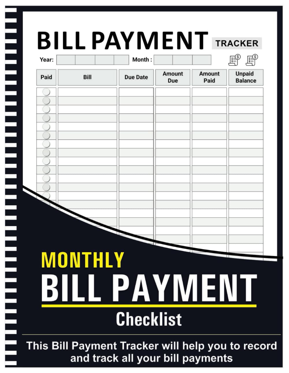 Bill Tracker Notebook: Monthly Bill Payment Checklist - 8.5" x 11" 100+ Pages - 5426