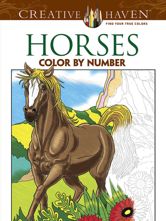 Creative Haven Horses Color by Number Coloring Book (Creative Haven Coloring Books) - 1913