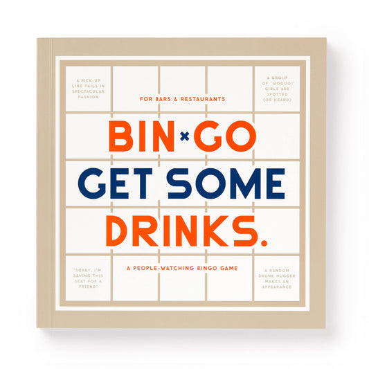 Brass Monkey Bin-go Get A Few Drinks – Game Book with Perforated People-Watching Bingo Cards for Bars and Restaurants