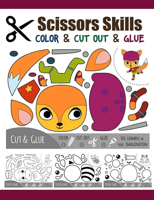 Scissors Skill Color & Cut out and Glue: 50 Cutting and Paste Skills Workbook, Preschool and Kindergarten, Ages 3 to 5, Scissor Cutting, Fine Motor Skills, Hand-Eye Coordination Let's Cut Paper! - 1980