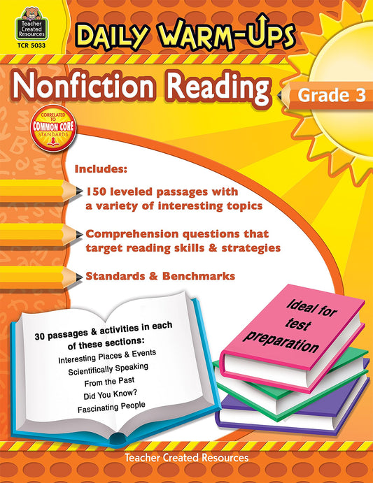 Teacher Created Resources Daily Warm-Ups: Nonfiction Reading Book, Grade 3 - 9758
