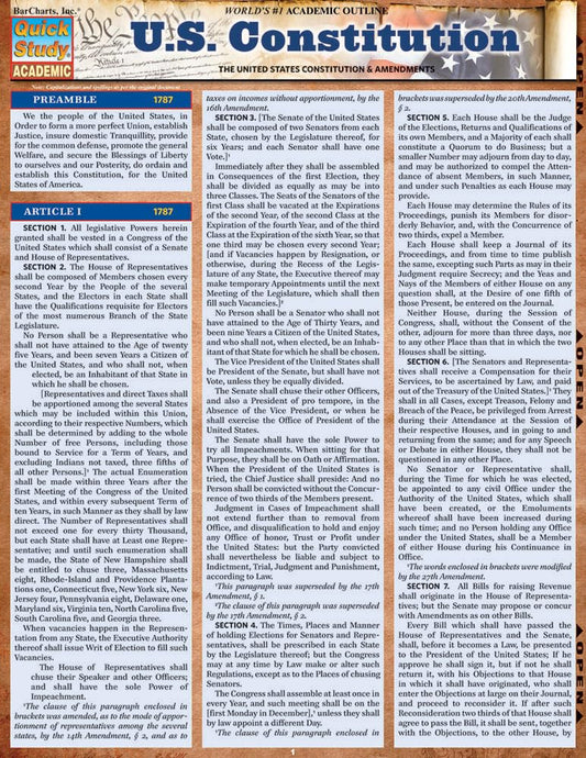 U.S. Constitution: a QuickStudy Laminated Reference Guide - 5164