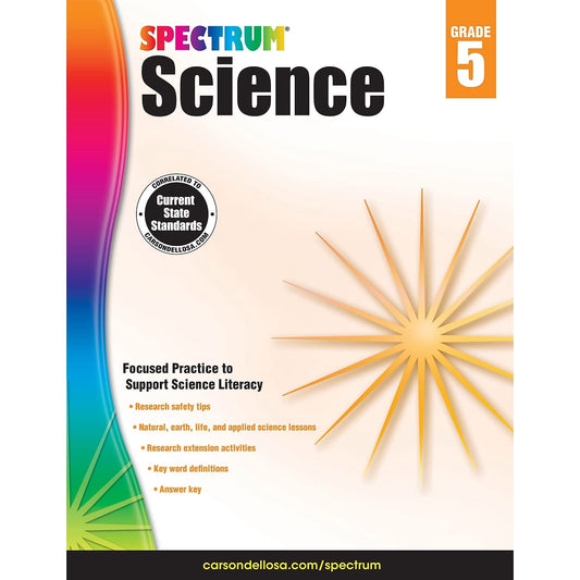 Spectrum 5th Grade Science Workbooks, Ages 10 to 11, 5th Grade Science, Research Safety Tips and Physical, Earth, Space, and Life Science with Research Activities - 144 Pages (Volume 65) - 4570