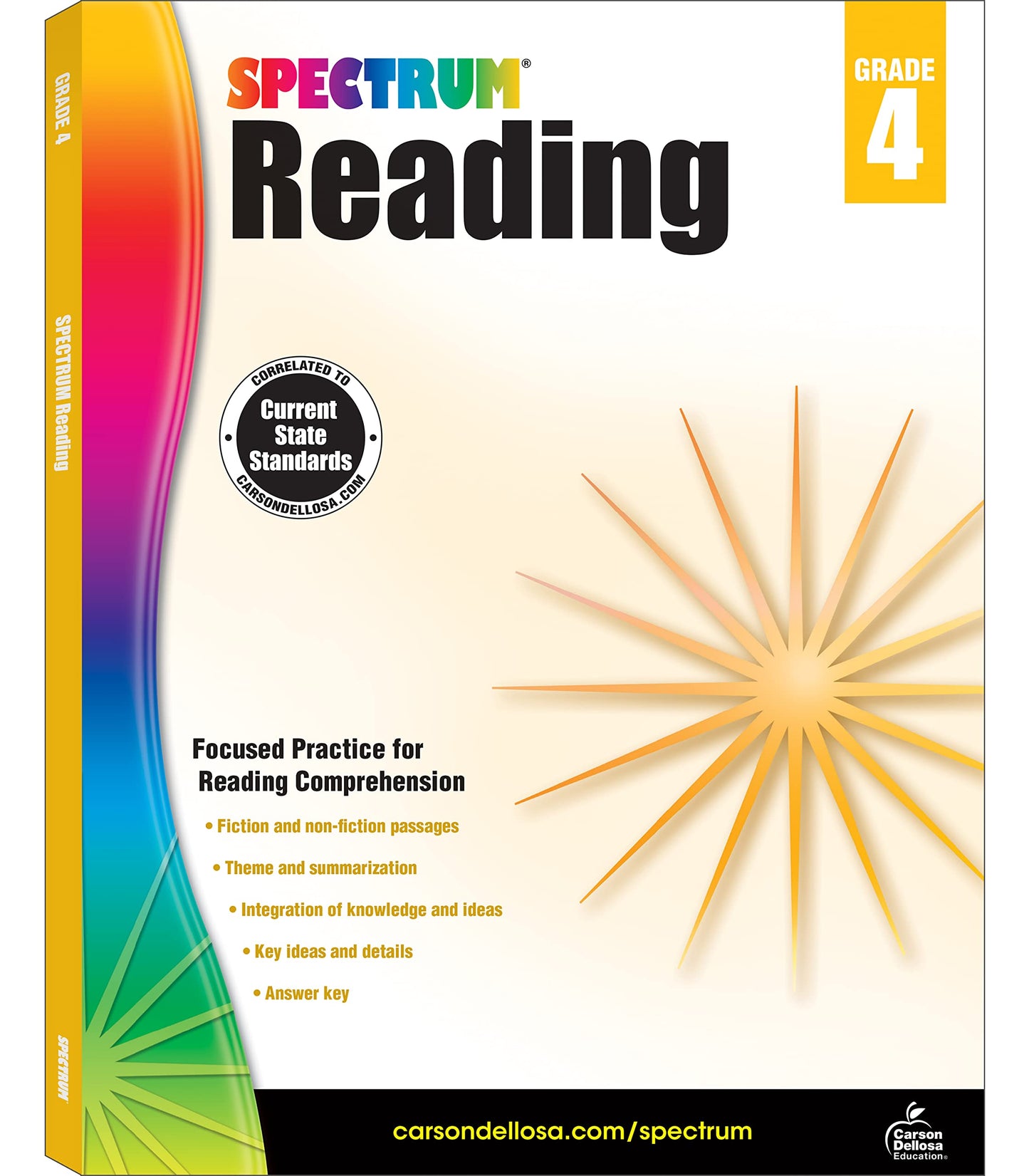 Spectrum Reading Comprehension 4th Grade Workbooks, Summarizing Nonfiction and Fiction Passages, Identifying Themes, and More, Classroom or Homeschool Curriculum