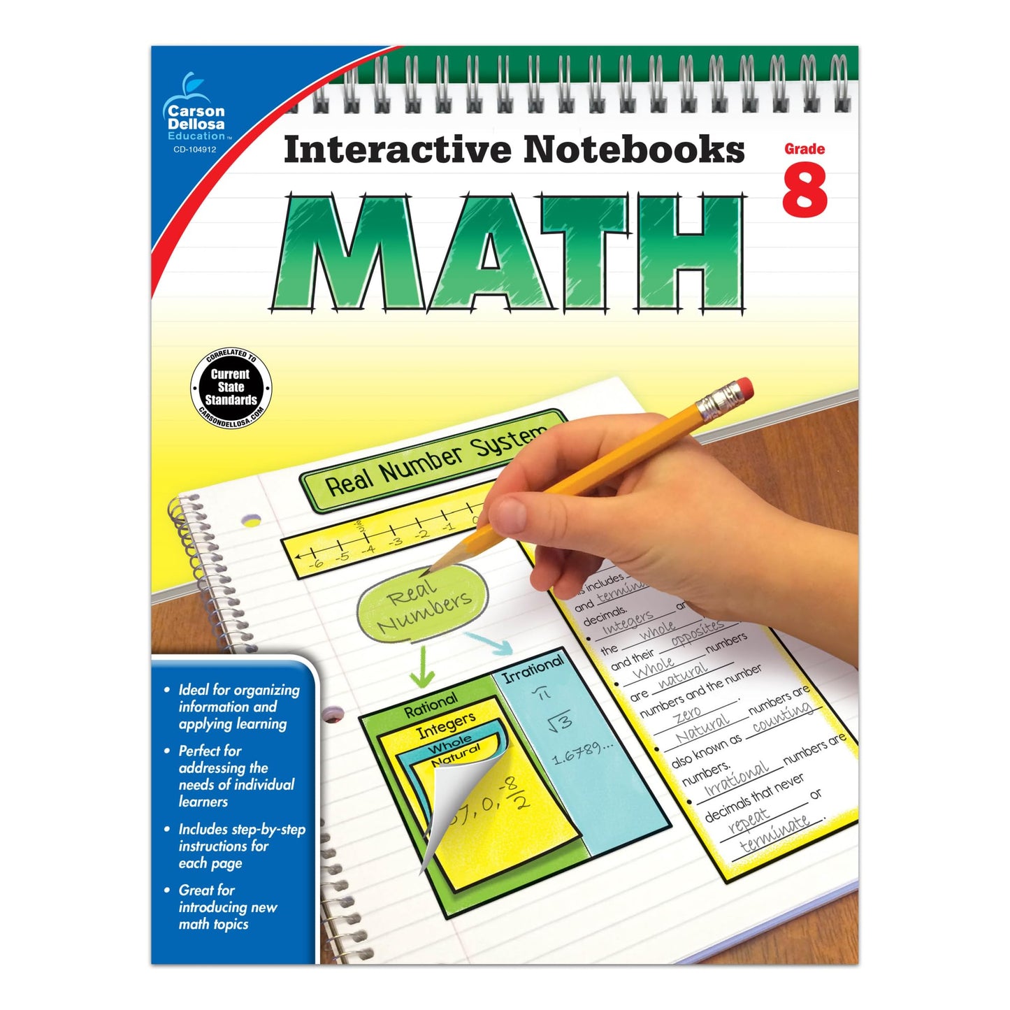 Carson Dellosa Math, Grade 8 Resource Book (Interactive Notebooks) - 2534