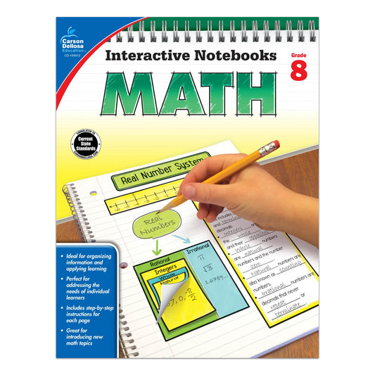 Carson Dellosa Math, Grade 8 Resource Book (Interactive Notebooks) - 2534