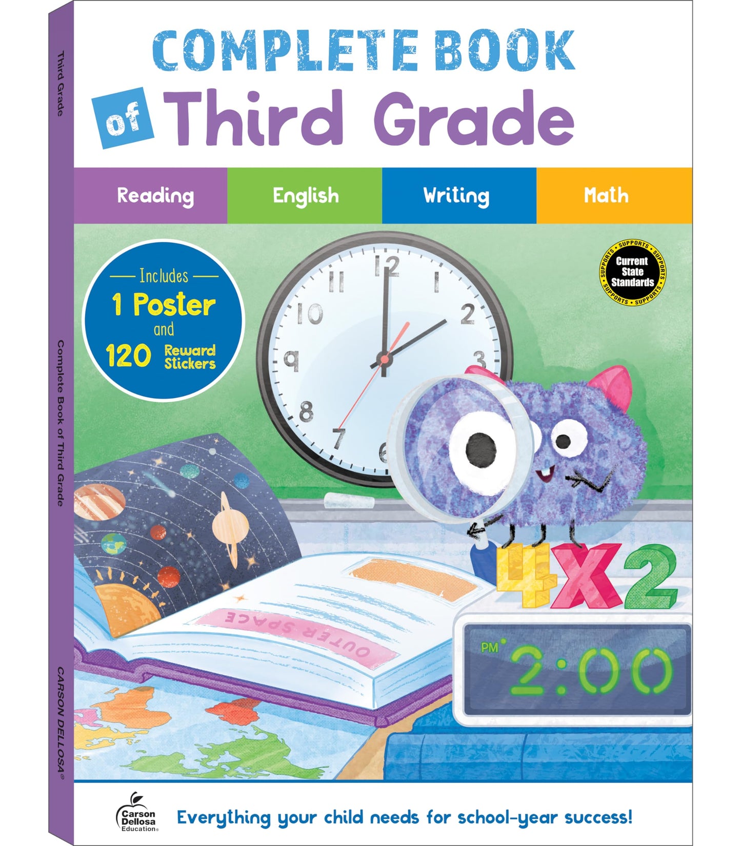 Carson Dellosa Complete Book of Third Grade Workbook, Reading Comprehension, Math, Language Arts, and Writing Practice, Classroom or Homeschool Curriculum