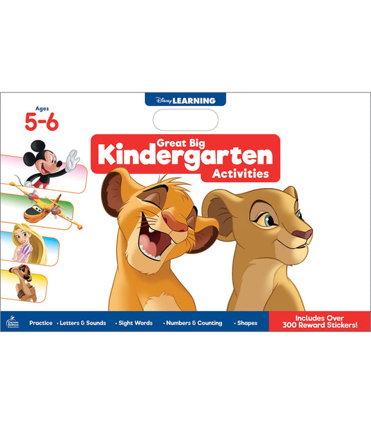 Disney Learning Great Big Kindergarten Activities, Large Kindergarten Math and Phonics Activity Book, Sight Words, Alphabet Letters, Shapes, and Counting Number, Sticker Activity Book for Kids Ages 5+