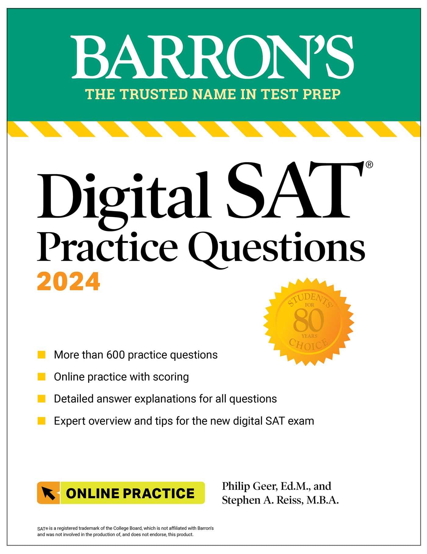 Digital SAT Practice Questions 2024: More than 600 Practice Exercises for the New Digital SAT + Tips + Online Practice (Barron's SAT Prep) - 1348