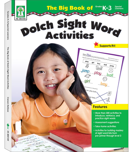 Carson Dellosa K-3 Big Book of Dolce Sight Words Phonics Workbook, Reading Sentences, Writing Practice, and More, Kindergarten to 3rd Grade Classroom or Homeschool Curriculum