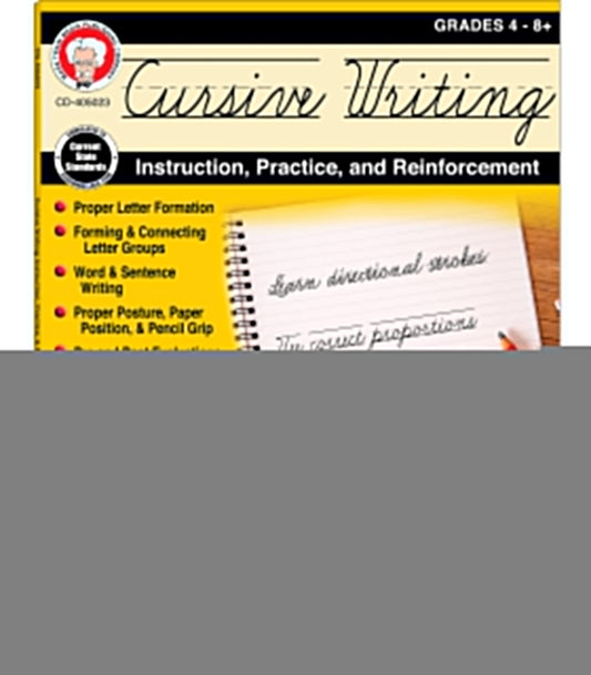 Mark Twain Cursive Writing Book, Letter Formation, Sight Words, Sentence Building Skill, and More Handwriting Practice for Kids, 4th Grade Workbook and Up - 9150