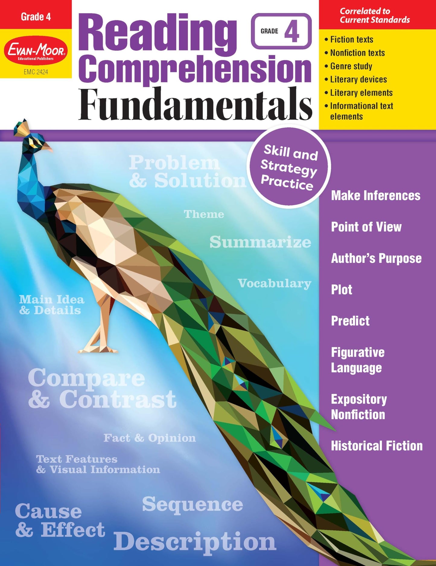 Evan-Moor Reading Comprehension Fundamentals, Grade 4 Teacher's Edition - Supplemental Teaching Resource for Reading