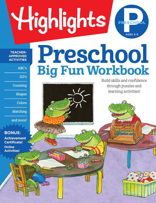 Preschool Big Fun Workbook: 256-Page Preschool Activity Book Full of Preschool Math, Language Arts, Writing Practice, Shapes Practice, Puzzles and More (Highlights™ Big Fun Activity Workbooks) - 9819