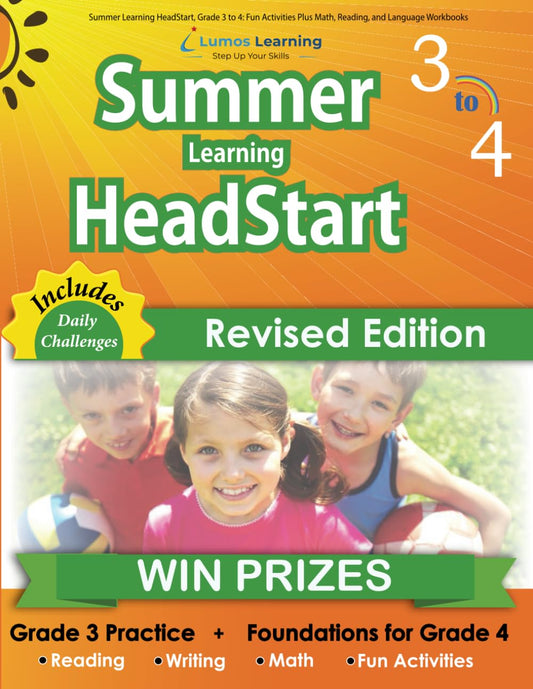 Summer Learning HeadStart, Grade 3 to 4: Fun Activities Plus Math, Reading, and Language Workbooks: Bridge to Success with Common Core Aligned ... (Summer Learning HeadStart by Lumos Learning) - 8386