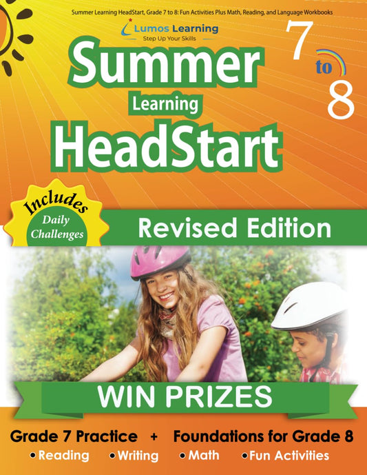 Summer Learning HeadStart, Grade 7 to 8: Fun Activities Plus Math, Reading, and Language Workbooks: Bridge to Success with Common Core Aligned ... (Summer Learning HeadStart by Lumos Learning) - 8076