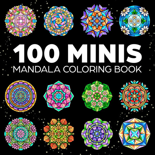 100 Mini Mandalas: A Mandala Coloring Book for Adults and Kids with Easy, Cute, and Tiny Designs for Stress Relief and Relaxation - 8255