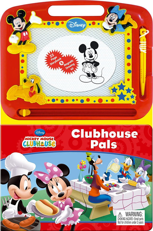 Disney Mickey Mouse Clubhouse Pals Read & Doodle - Learning resources for kids, a magnetic drawing pad, an easy-to-use pen, 22-page board book for reading and drawing