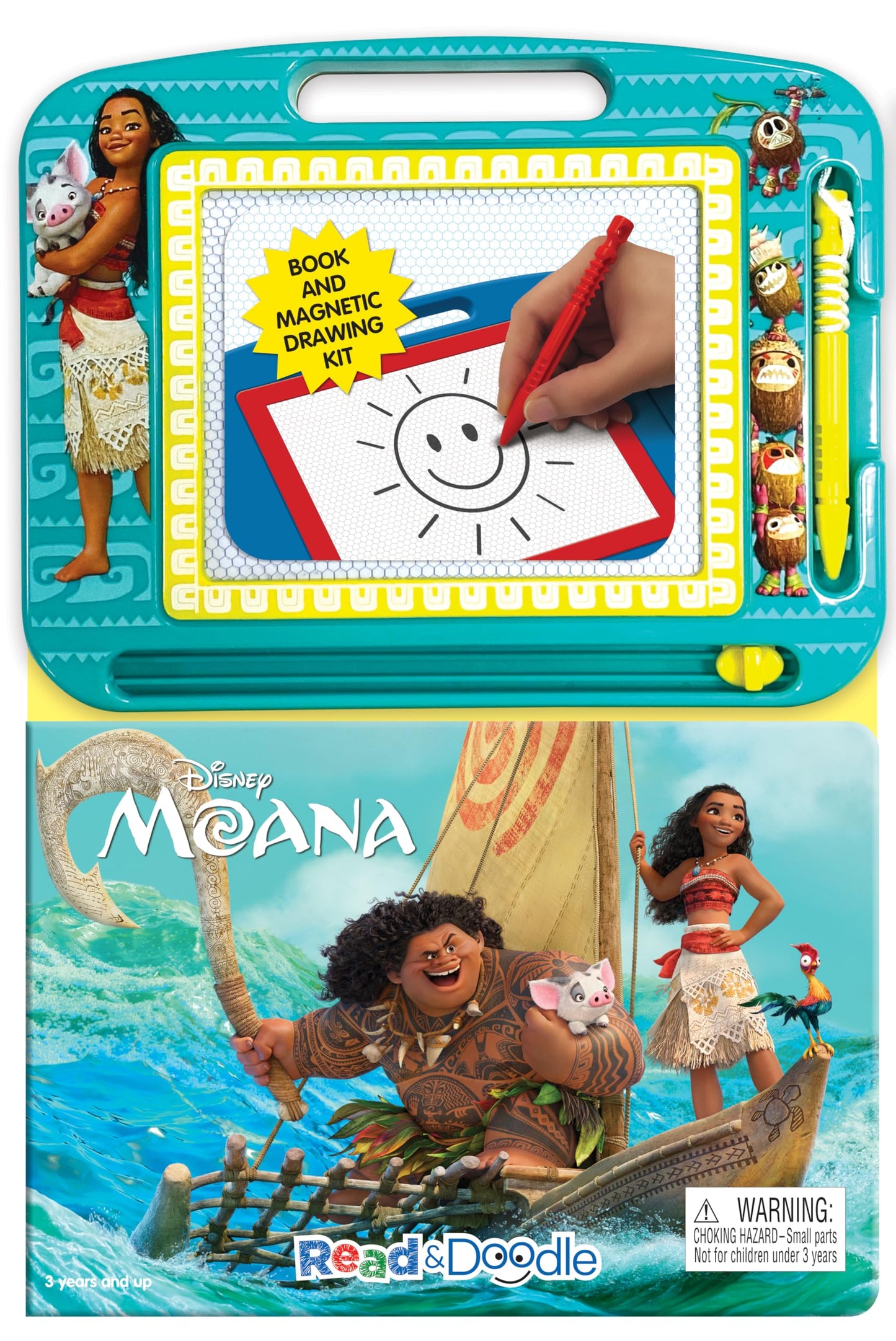 Disney Moana Read & Doodle - Learning resources for kids, a magnetic drawing pad, an easy-to-use pen, 22-page board book for reading and drawing - 9532
