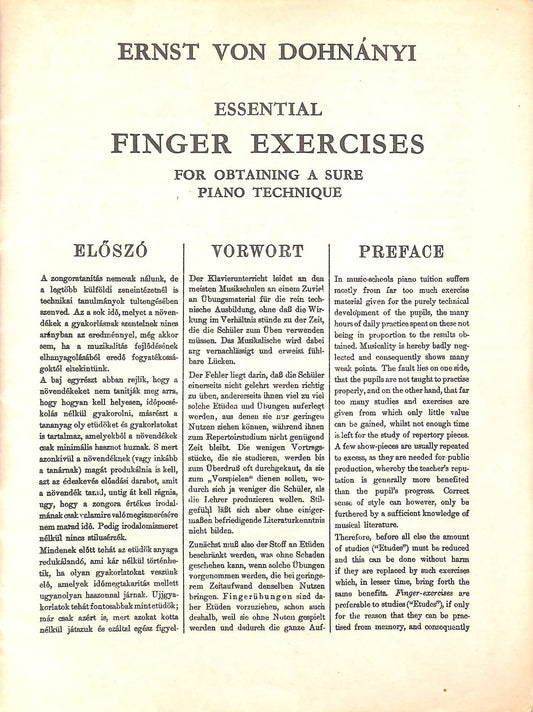 Dohnányi: Essential Finger Exercises (English and German Edition) - 8825