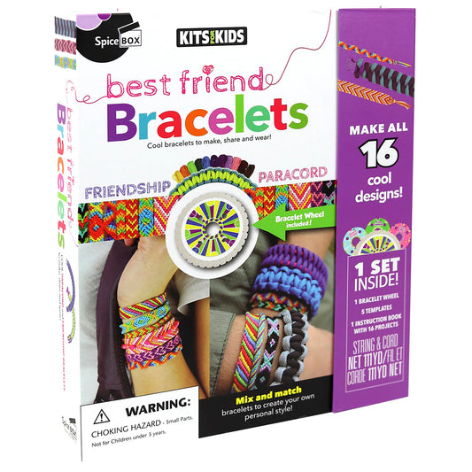 SpiceBox Friendship Bracelet Making Kit for Girls, Kids Best Friend DIY String Jewelry, Arts and Crafts Activity Set for Children, Multicolor (7410) - 3857