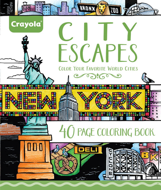 Crayola City Escapes Adult Coloring Book (40pgs), City Coloring Pages, Mindfulness Activity for Adults, 8 x 10, Gift for Teens & Adults - 1433