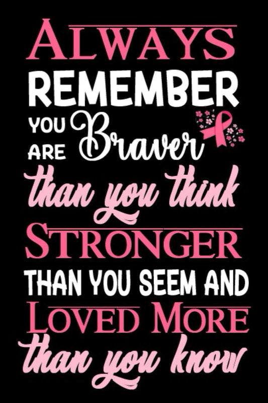 Always Remember You Are Braver Than You Think: Breast Cancer Journal To Write In For Women: 6x9 Inch, 120 Page, Blank Lined Notebook - 6825