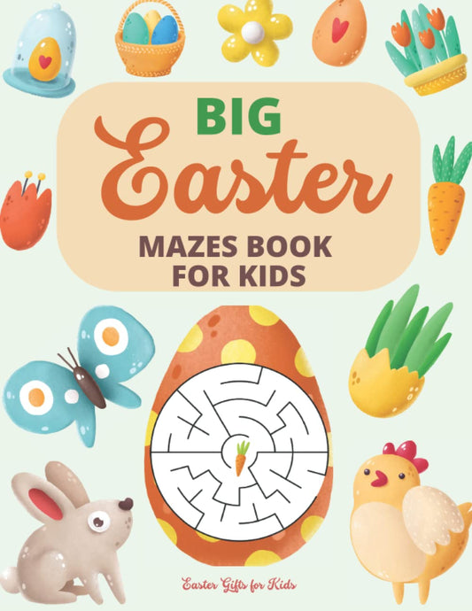 Big Easter Mazes Book for Kids: Easter Gifts for Kids: 150 Mazes of 3 Difficulty Levels: Easter Basket Stuffers Activity Book with Maze Puzzles - 6407