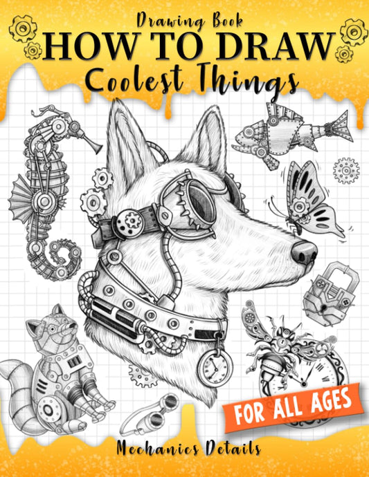 Drawing Book How to Draw Coolest Things Mechanics Details: This Step-By-Step Guide Will Teach You How to Draw Shading, Textures, Anatomy, Sea Animal, Plants, Steampunk