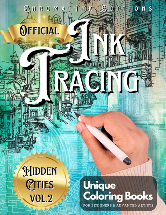 Ink Tracing Coloring Book, Follow the White Lines to Reveal a Unique City. A New Concept for the Reverse Coloring Book: Pen and Ink Art, Fantasy ... Book for All Ages. Architecture Color Book