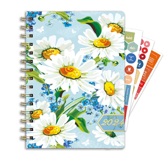 2024 Planner, 12-Month Weekly Monthly Planner from JAN.2024 to DEC.2024, 8.4" X 6", Planner Notebook with Spiral Bound, Stickers & Sticky Index Tabs, Fox-Fish Skull - 7233