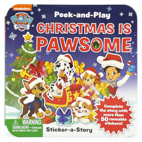 Paw Patrol Christmas Is Pawsome - A Lift-a-Flap Board Book With 50+ Reusable Stickers (Peek-And-Play) - 8752
