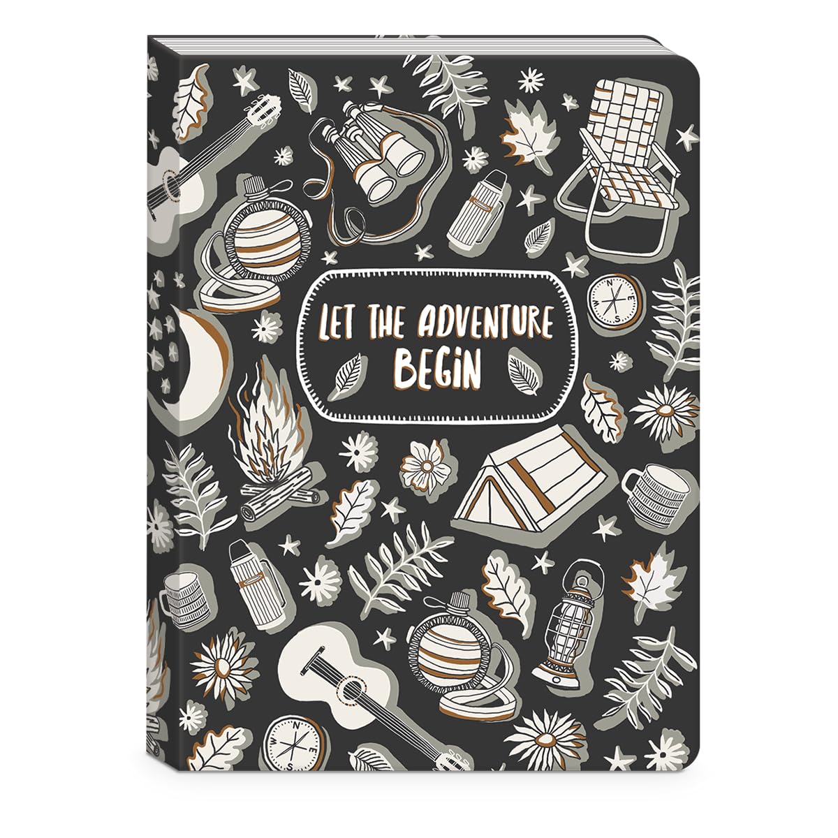 Punch Studio Molly & Rex Camping Icons Black, Softcover Guided Journal, 208 Pages (32594)