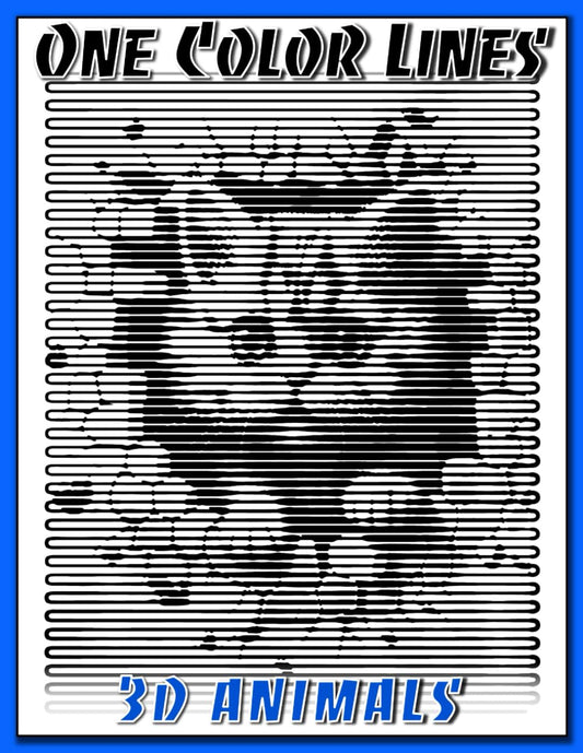 One Color Lines: 3D Animals - New Kind of Coloring with One Color to Use for Adults Relaxation & Stress Relief (One line art coloring books (One color)) - 8755