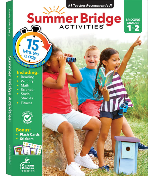 Summer Bridge Activities 1st Grade Workbooks to 2nd Grade Workbooks, Math, Reading Comprehension, Writing, Science Summer Learning Activities, 2nd Grade Workbooks All Subjects With Flash Cards - 3414